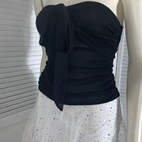 Vintage 90’s Sheer Double Layered Asymmetrical Fairycore Party Dress Size Small - Picture 10 of 13